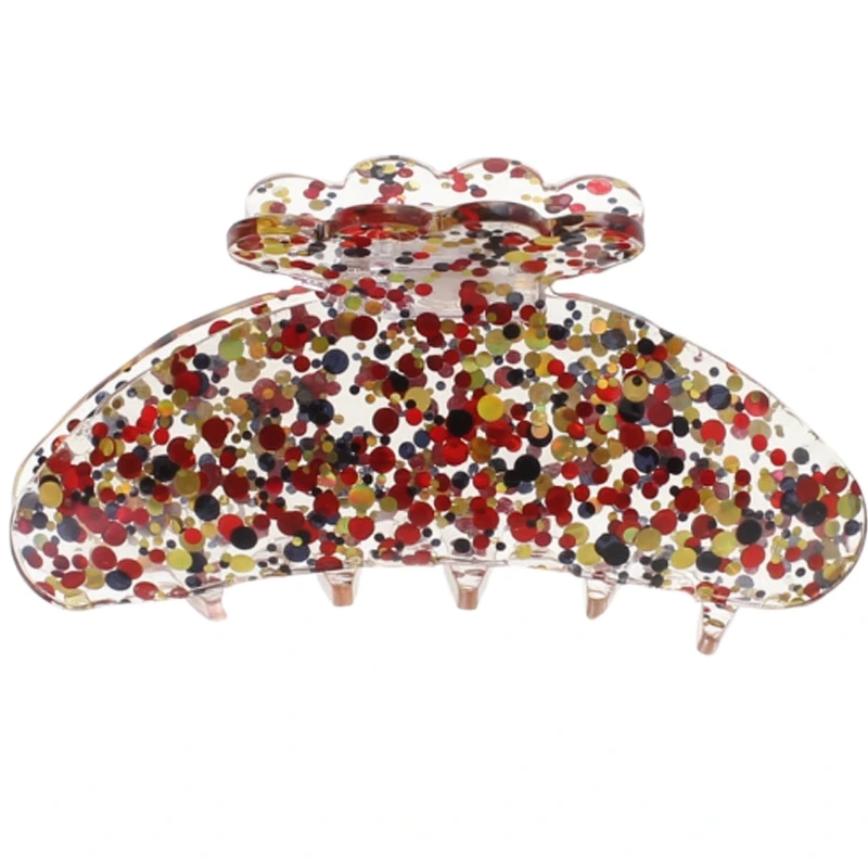 By Stær Asta Hair Clip Medium   Confetti Rød Guld