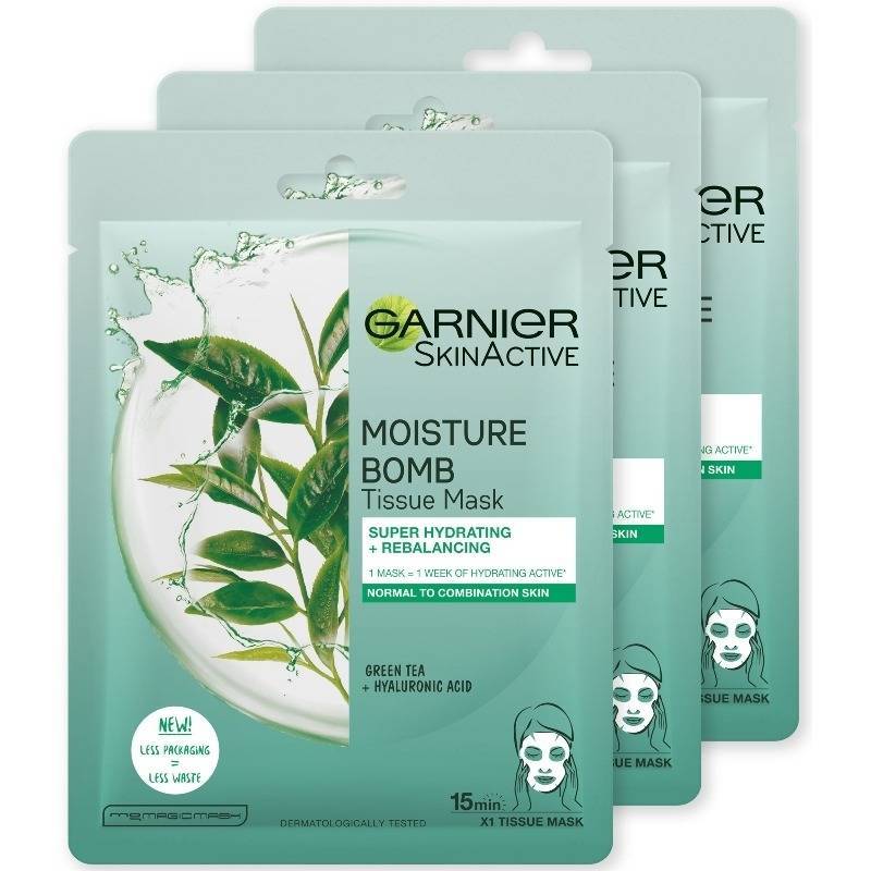 3 X Garnier Skinactive Face Tissue Mask Normal Combination Skin