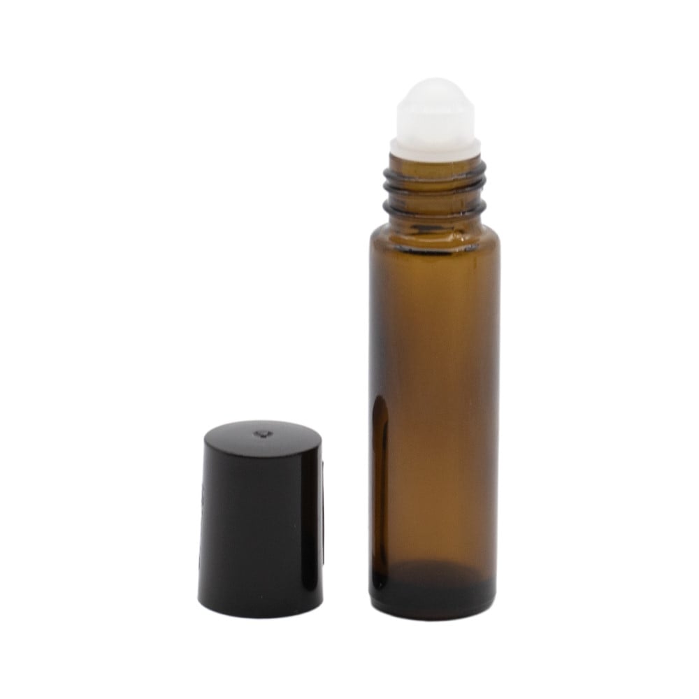 10 Ml  Brun Glasflaske Med Plast Rullehoved